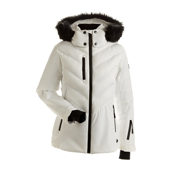 White snow jacket on sale with fur hood